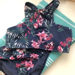 roxy girl blue floral bikini set
